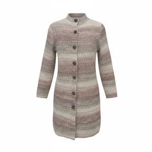 J Jill Alpaca Wool Blend Cardigan Striped Sweater Knit Long Velvet Buttons Sz XS